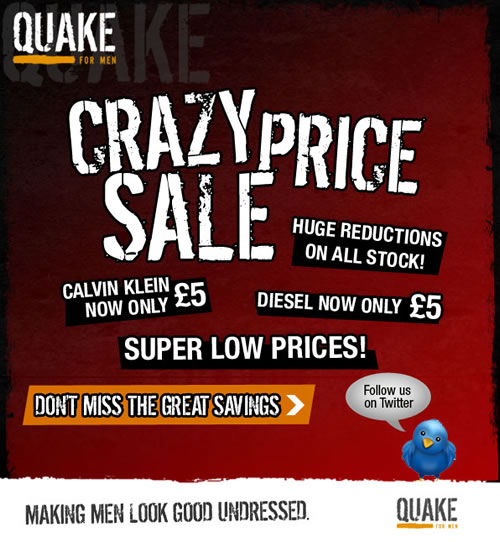 Crazy Price Sale at Quake For Men