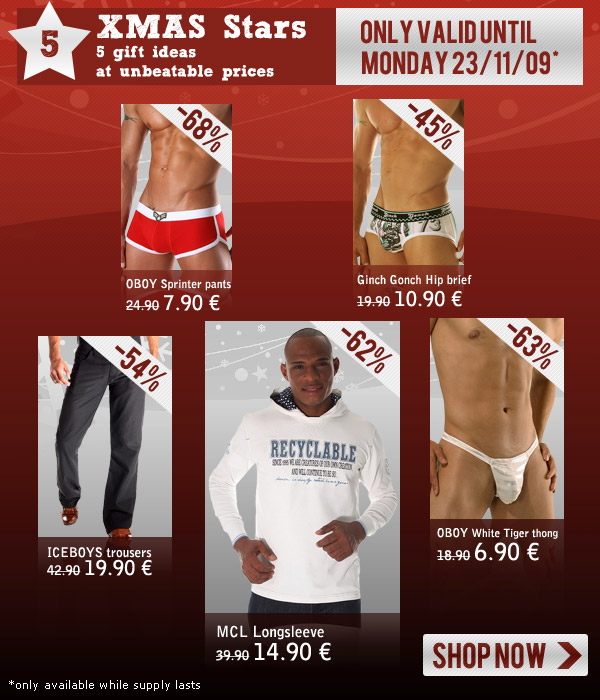 Brand new - XMAS Stars at rock-bottom prices + Save up to 33% on DOLCE&GABBANA Underwear at Oboy