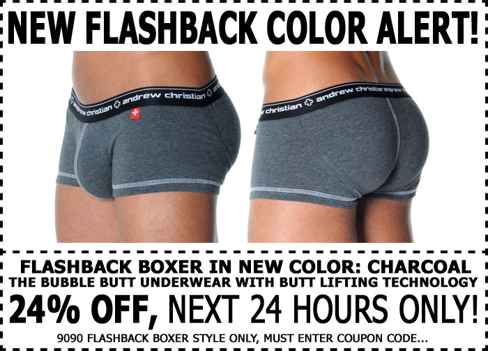 Andrew Christian Flashback Boxer Charcoal - 24% Off - 1 Day Only