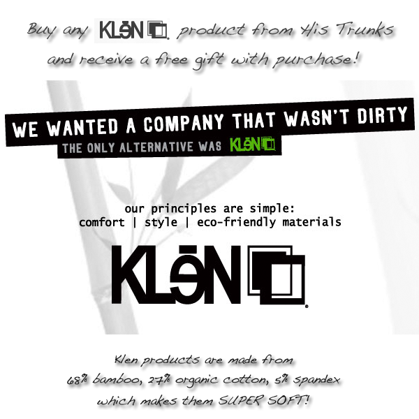 Free gift with the purchase of any klen laundry product from His Trunks!