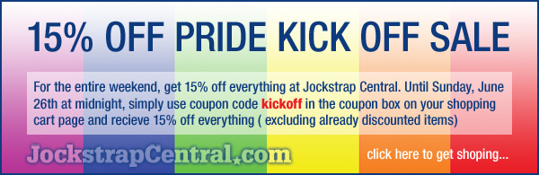 3 day 15% Off Pride Kickoff Sale at Jockstrap Central